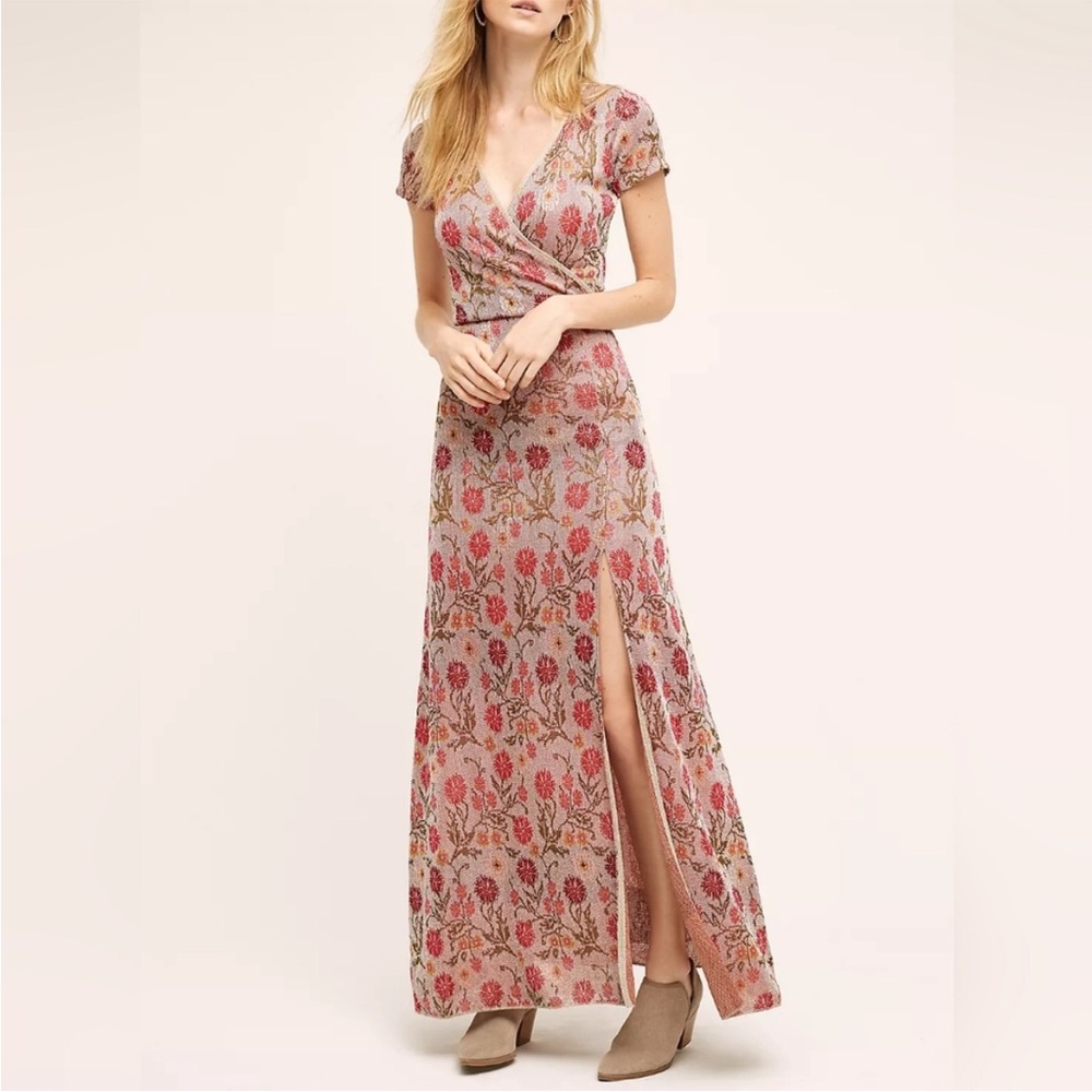 Anthro x Cecilia SP Prado Posy Maxi Sweater 0737 Dress small metallic petite
